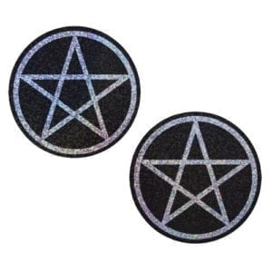 Pasties – Pentagram with Black and Silver Glitter